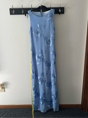 Altar'd State Sky Blue Floral Sequin Maxi Dress